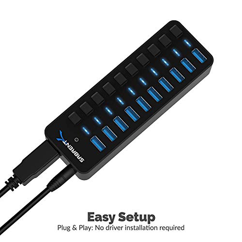 SABRENT 10-Port 60W USB 3.0 Hub HB-BU10 - Image 3