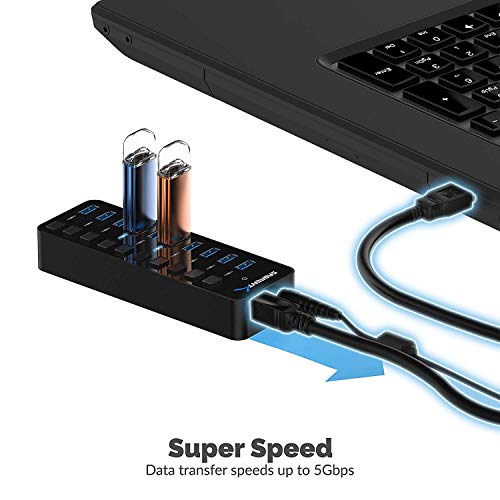 SABRENT 10-Port 60W USB 3.0 Hub HB-BU10 - Image 5