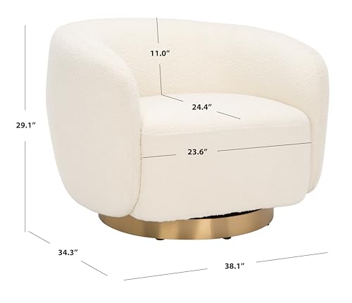 Safavieh Bernard Ivory/Gold Boucle Swivel Accent Chair - Image 3