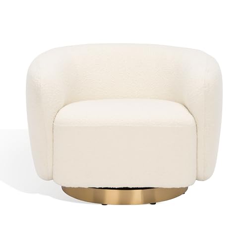 Safavieh Bernard Ivory/Gold Boucle Swivel Accent Chair - Image 4
