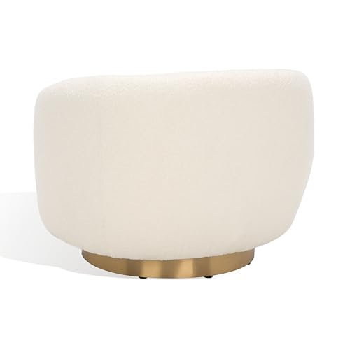 Safavieh Bernard Ivory/Gold Boucle Swivel Accent Chair - Image 5