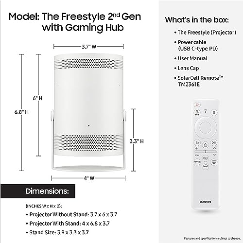 SAMSUNG Freestyle 2nd Gen Portable Projector, SP-LFF3CLAXXZA - Image 2