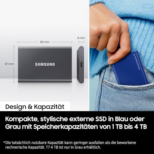 SAMSUNG T7 Portable SSD - 1 TB Titanium Grey (MU-PC1T0T/WW) - Image 4