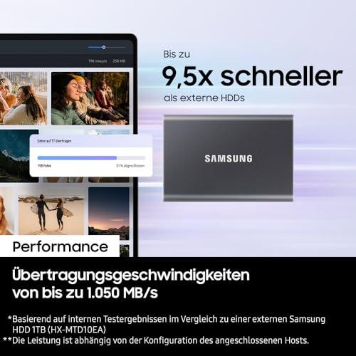 SAMSUNG T7 Portable SSD - 1 TB Titanium Grey (MU-PC1T0T/WW) - Image 5