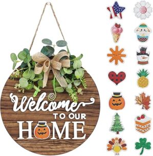 RoseCraft Seasonal Welcome Sign Front Door Decoration
