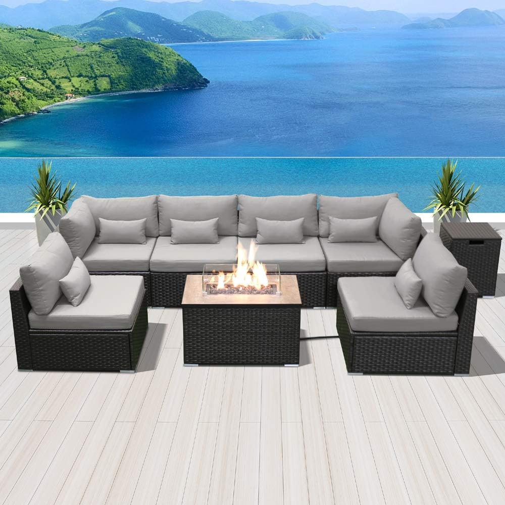 Dineli Sectional Sofa With Fire Pit Table