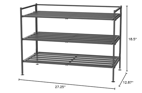 Seville Classics Freestanding 3-Tier Metal Shoe Rack - Image 2