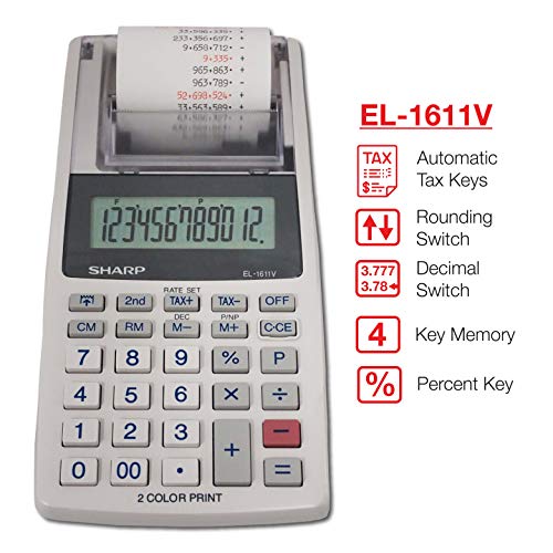 Sharp EL-1611V Cordless 12 Digit Printing Calculator - Image 3