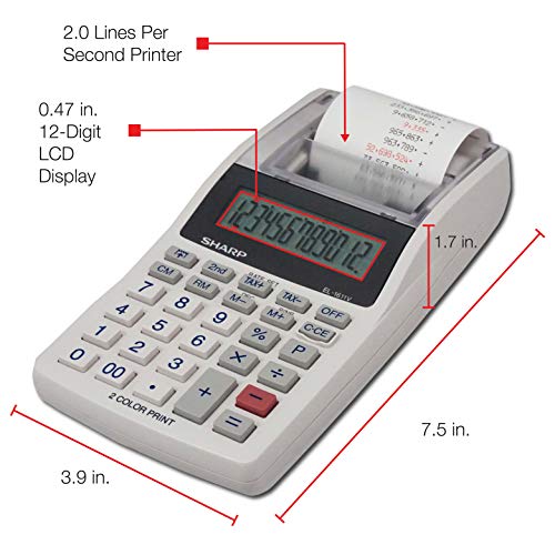 Sharp EL-1611V Cordless 12 Digit Printing Calculator - Image 4