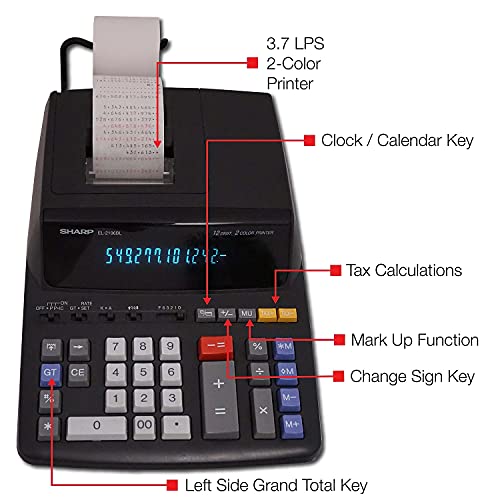 Sharp EL2196BL Two-Color Printing Calculator - Image 5