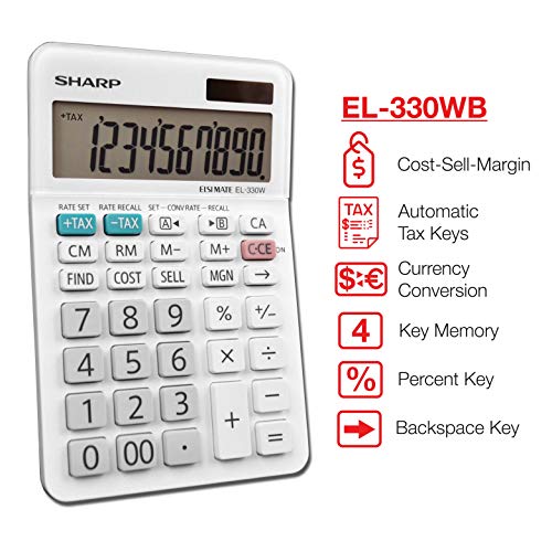 Sharp Standard Function Basic Desktop Calculator, EL-330WB - Image 2