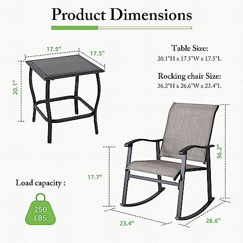 Shintenchi 3 Piece Outdoor Rocking Bistro Set - Image 5