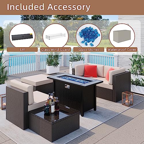 Shintenchi 5-Piece Patio Furniture Set With Fire Pit - Image 3