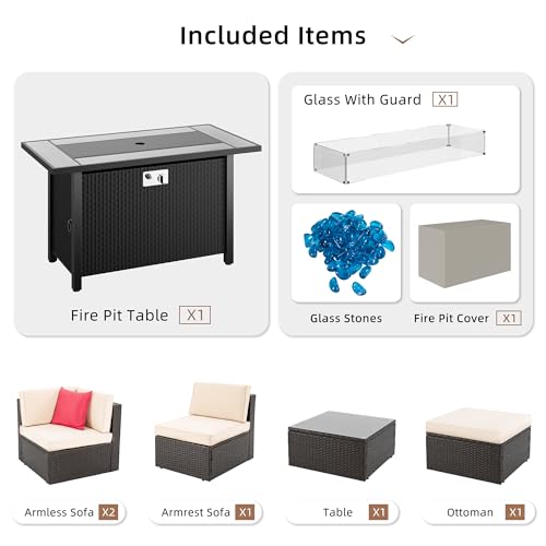 Shintenchi 5-Piece Patio Furniture Set With Fire Pit - Image 4