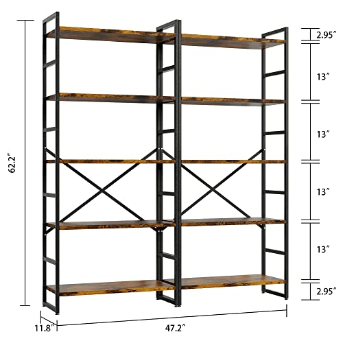 Shintenchi 5 Tiers Industrial Bookcase Shelf - Image 2