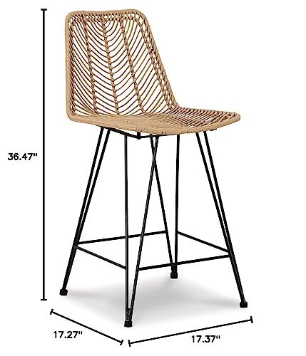 Signature Design by Ashley Bohemian Wicker Counter Height Barstool Set - Image 3