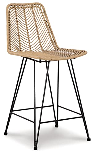 Signature Design by Ashley Bohemian Wicker Counter Height Barstool Set - Image 5