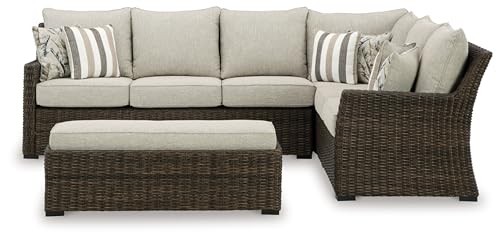 Signature Design by Ashley Brook Ranch Outdoor Sofa Sectional, Beige - Image 3