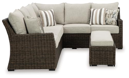 Signature Design by Ashley Brook Ranch Outdoor Sofa Sectional, Beige - Image 4