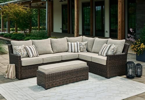 Signature Design by Ashley Brook Ranch Outdoor Sofa Sectional, Beige - Image 2