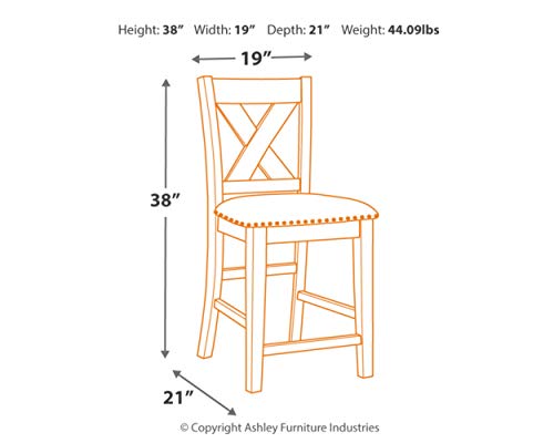 Signature Design by Ashley Caitbrook Rustic Upholstered Barstool Set, Gray - Image 3