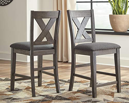 Signature Design by Ashley Caitbrook Rustic Upholstered Barstool Set, Gray - Image 2