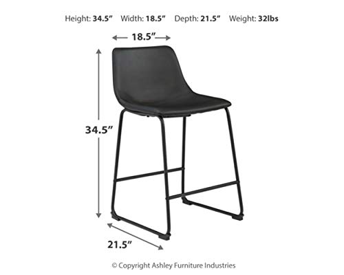 Signature Design by Ashley Centiar Counter Height Modern Barstool, Black - Image 3