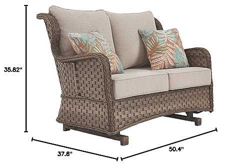 Signature Design by Ashley Clear Ridge Outdoor Wicker Loveseat Glider - Image 3