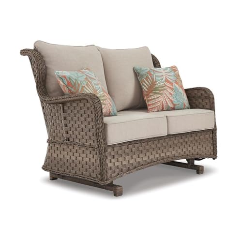Signature Design by Ashley Clear Ridge Outdoor Wicker Loveseat Glider - Image 4