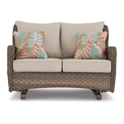Signature Design by Ashley Clear Ridge Outdoor Wicker Loveseat Glider - Image 5