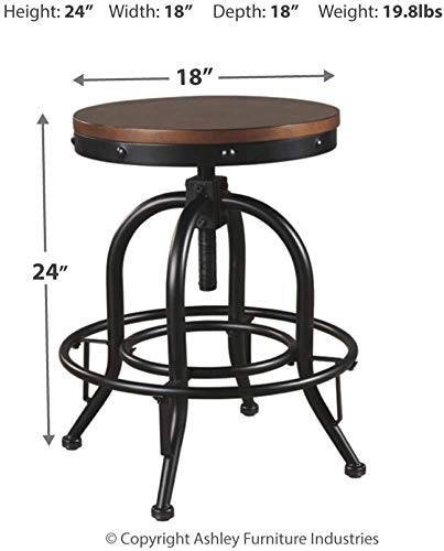 Signature Design by Ashley Valebeck Industrial Adjustable Swivel Barstool, 2 Count - Image 3