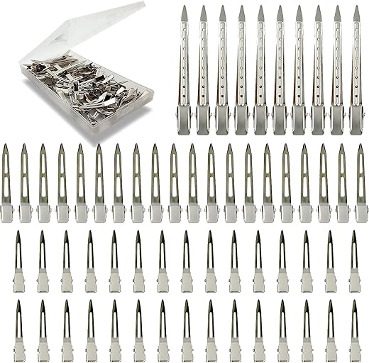 HiJeaton Silver Metal Duck Billed Hair Clips