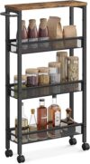 VASAGLE Slim 4-Tier Rolling Storage Cart