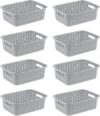 Sterilite Small Weave Open Bin Wicker Basket, Cement