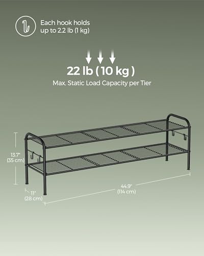 SONGMICS 2-Tier Metal Shoe Shelf With Hooks - Image 3