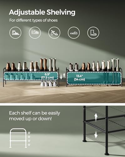 SONGMICS 2-Tier Metal Shoe Shelf With Hooks - Image 4