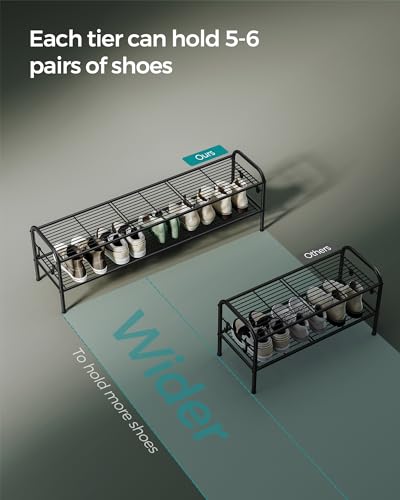 SONGMICS 2-Tier Metal Shoe Shelf With Hooks - Image 5