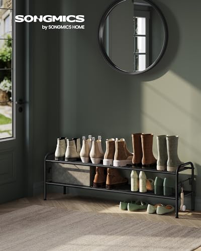 SONGMICS 2-Tier Metal Shoe Shelf With Hooks - Image 2