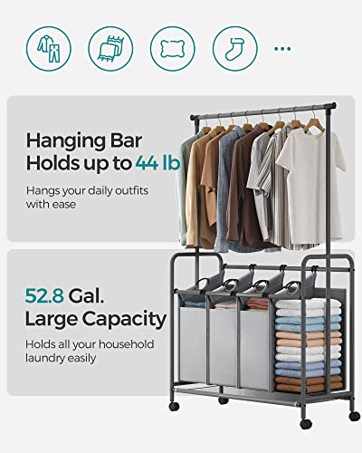SONGMICS 4-Section Rolling Laundry Sorter URLS44GS - Image 3