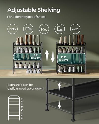SONGMICS 4-Tier Fabric Shoe Rack With Hooks - Image 3