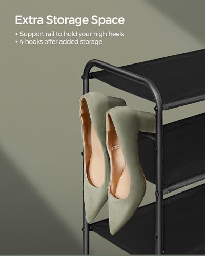SONGMICS 4-Tier Fabric Shoe Rack With Hooks - Image 4