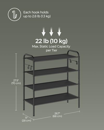 SONGMICS 4-Tier Fabric Shoe Rack With Hooks - Image 5