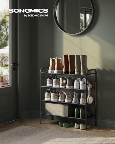SONGMICS 4-Tier Fabric Shoe Rack With Hooks - Image 2
