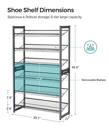 SONGMICS 6-Tier Metal Shoe Rack Organizer - Image 3