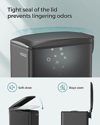 SONGMICS Slim Trash Can, 12.7-Gallon, Stainless Steel - Image 4
