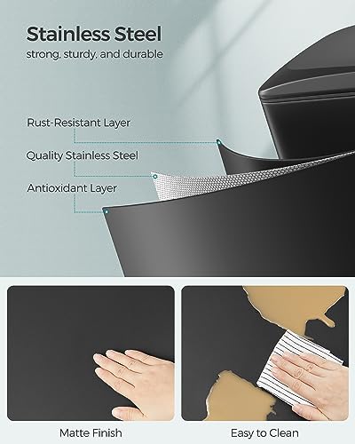 SONGMICS Slim Trash Can, 12.7-Gallon, Stainless Steel - Image 5