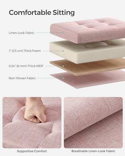 SONGMICS Small Folding Storage Ottoman, Jelly Pink ULSF102R01 - Image 4