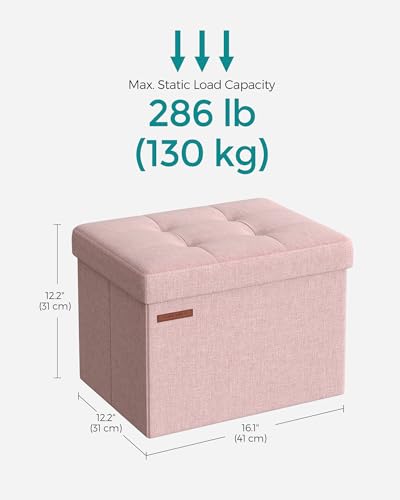 SONGMICS Small Folding Storage Ottoman, Jelly Pink ULSF102R01 - Image 2