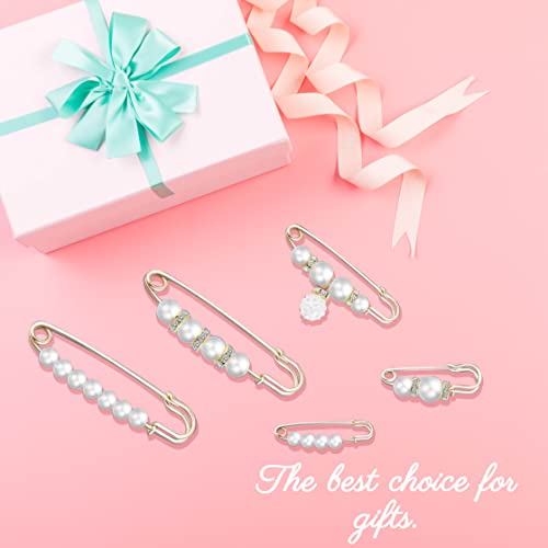Sonloka Pearl Brooch Pins for Women, 5 Pcs - Image 3