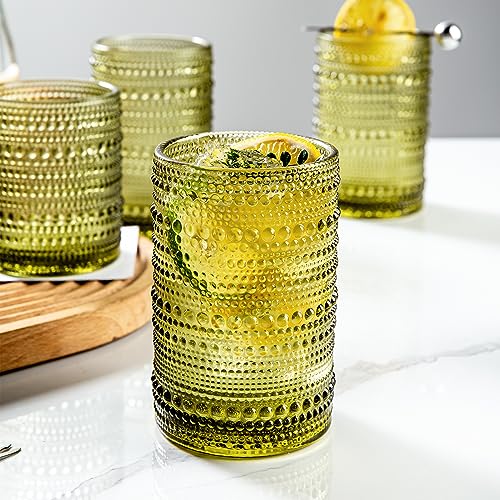 SoulTimes Set Of 8 Vintage Green Hobnail Glasses - Image 5